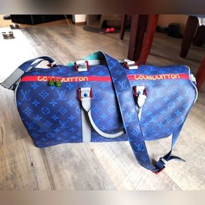 Louis Vuitton Keepall Bandouliere Monogram Outdoor 45 Pacific Blue